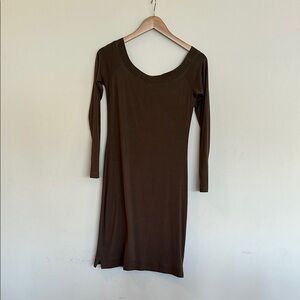 Elegant dark brown/green green Long Sleeve Dress